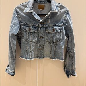 American Eagle Outfitters Light Blue Distressed Jean Jacket